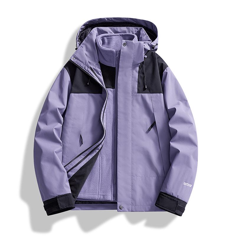 Couple's Autumn Winter Windbreaker: Thick, Velvet-Lined 3-in-1 Jacket for Live-Stream Sales