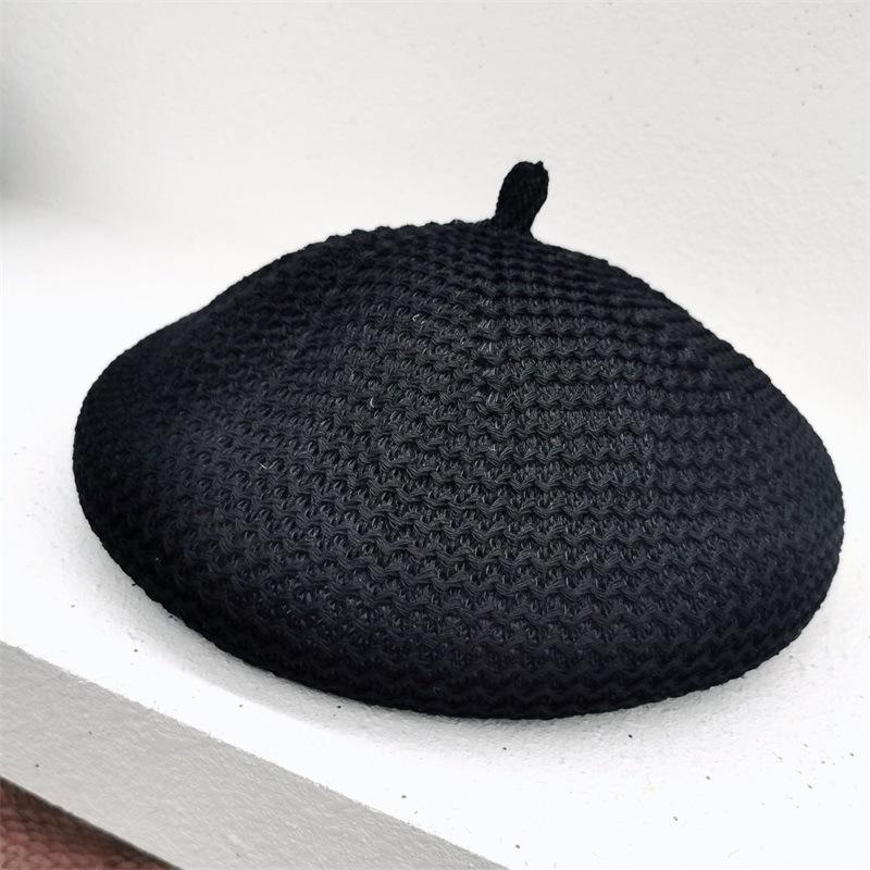 Breathable Women's Beret, Spring and Summer Hollow Structured Painter's Hat, Japanese Casual Full Matching, Slim Face Fashionable Beret