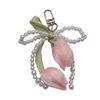Portachiavi Intrecciato Con Tulipani Perle Nappe Perlate Fiocco Charms Per Borsa Portamonete Zaino Decorazioni Accessori