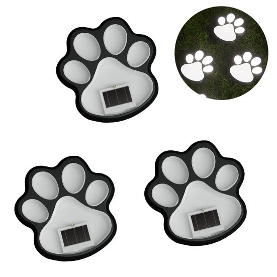 Solar Dog Paw Print Lawn Light, LED Garden Stake Light, Waterproof Outdoor Decorative Footpath Light for Yard Patio, Walkway Landscape Lighting