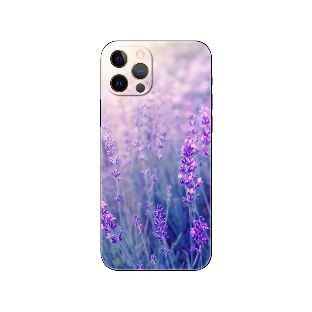 Etui na telefon lawendowy do iPhone'a 5 5s 2020 SE 6 6s 7 8 Plus X 10 XR XS 11 12 13 mini pro MAX czarne etui z tyłu z TPU