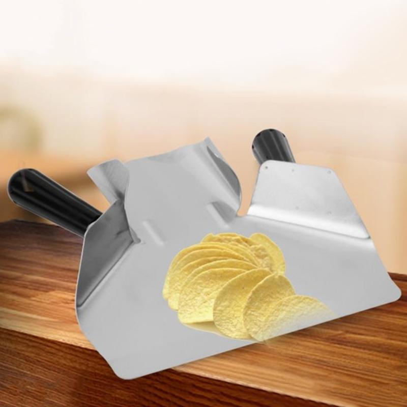Pommes Schaufel aus Edelstahl mit rutschfesten Griffen Mehrzweck Pommes Schaufel Bagger Pommes Snack