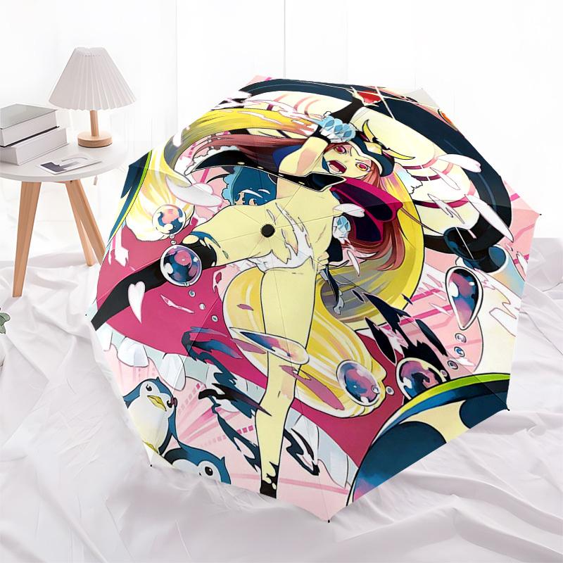 1pc Outdoor Umbrella with Cute Anime Character Design - Automatic Opening/Closing, Portable 3-Fold Design, Iron Frame, Perfect Gift for Fans, Tra