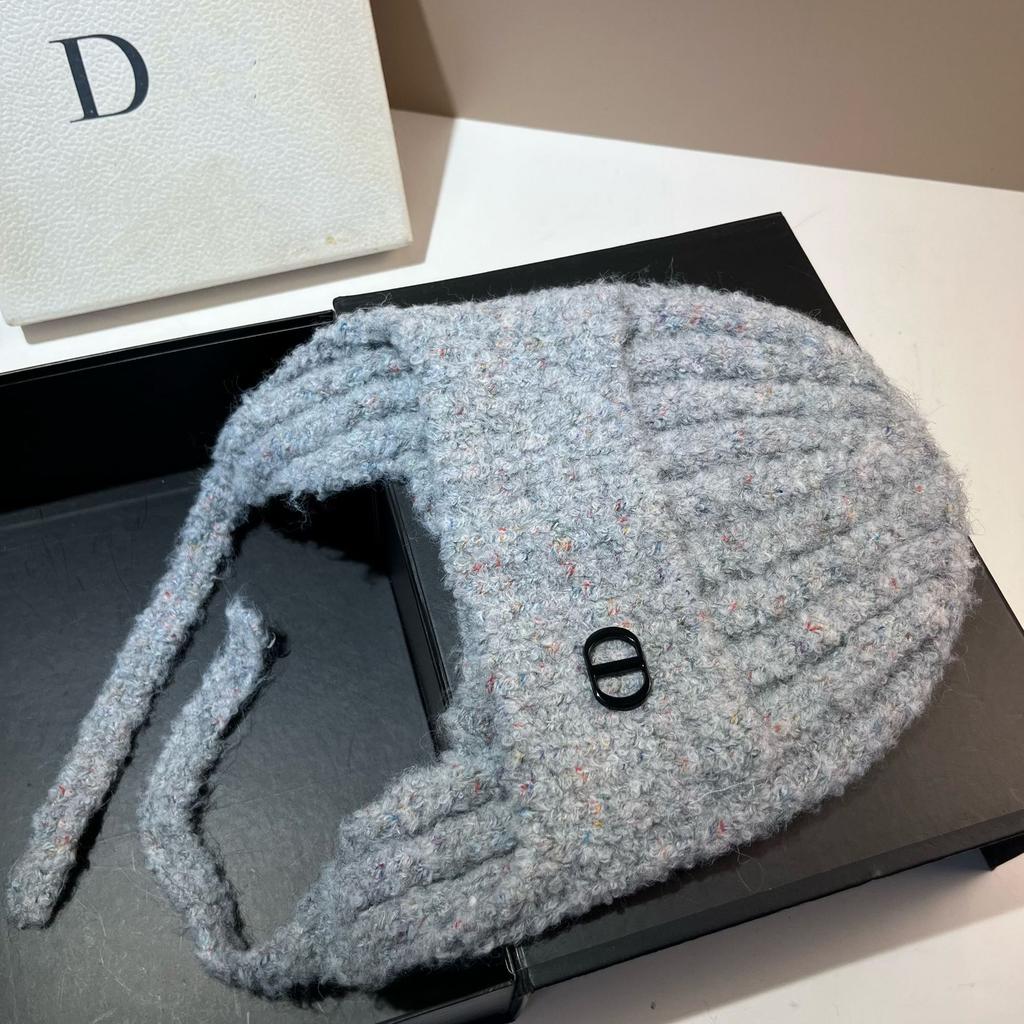 Dongdaemun Dd Circle Yarn Cute Ear Protection Hat Warm Soft Waxy Elastic Face Small Knitted Flying Hat