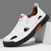 New Handmade Summer Sandals Men Breathable Leather Shoes Man Outdoor Men Sandals Antiskid Beach Sandals Hollow Shoes Fashion