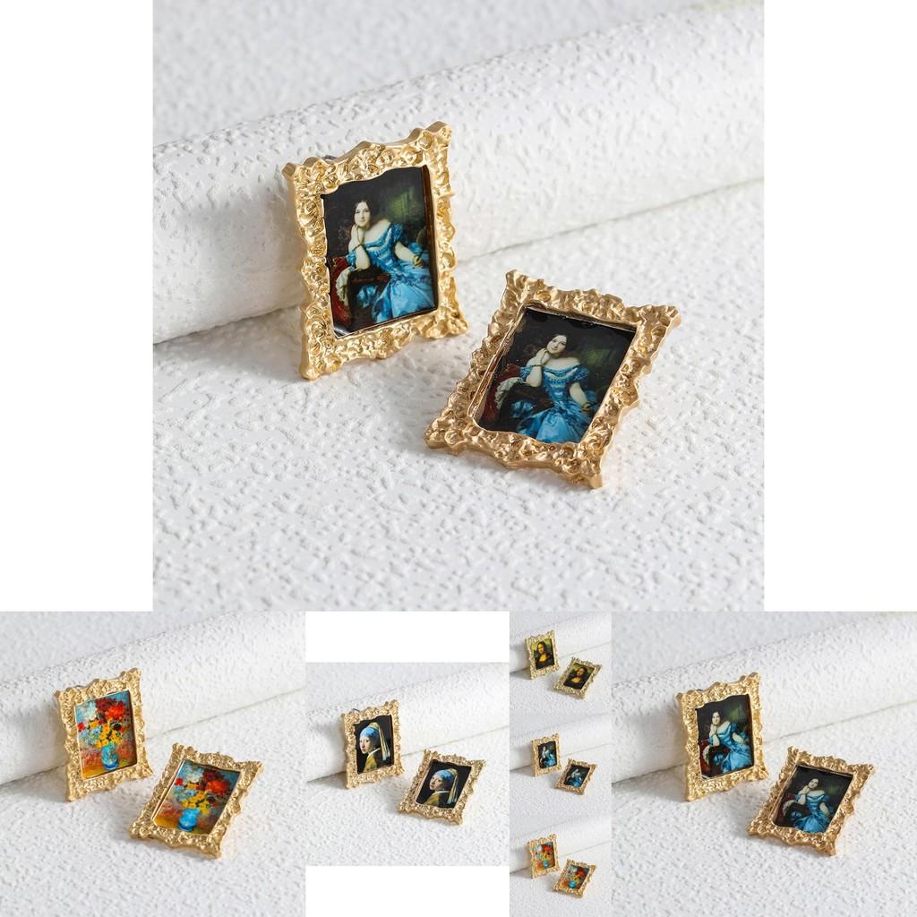 Unique Creative Geometric Mona Lisa Earrings Ideal For Gifting