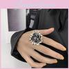 Elegant 925 Silver Open Peony Ring With Unique Geometric Style For Trendy Womens Accessories