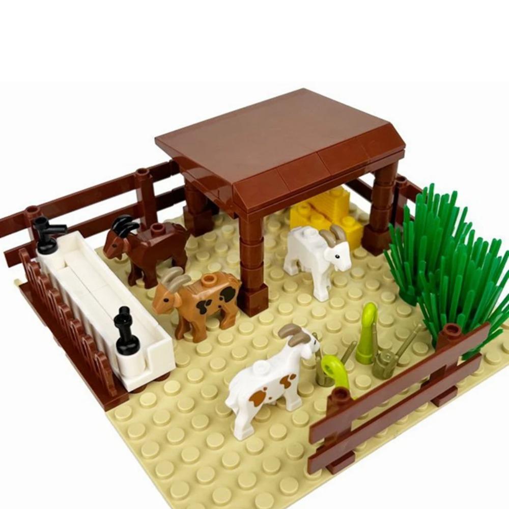 MOC Fattoria Bovini Cavallo Carrozza Trasporto Stalla Orto Mattoni Modello Blocchi da Costruzione Giocattoli per Bambini Regali di Natale