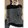 DAFIFY Dame Mote Casual Høst Vinter Stripeprint Langermet O-hals Gensere