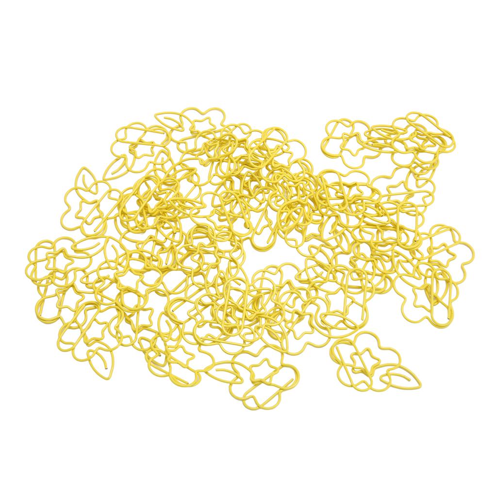 45 buc agrafe de hârtie multifuncționale în formă de floare, set de agrafe metalice pentru clasificarea documentelor, galben