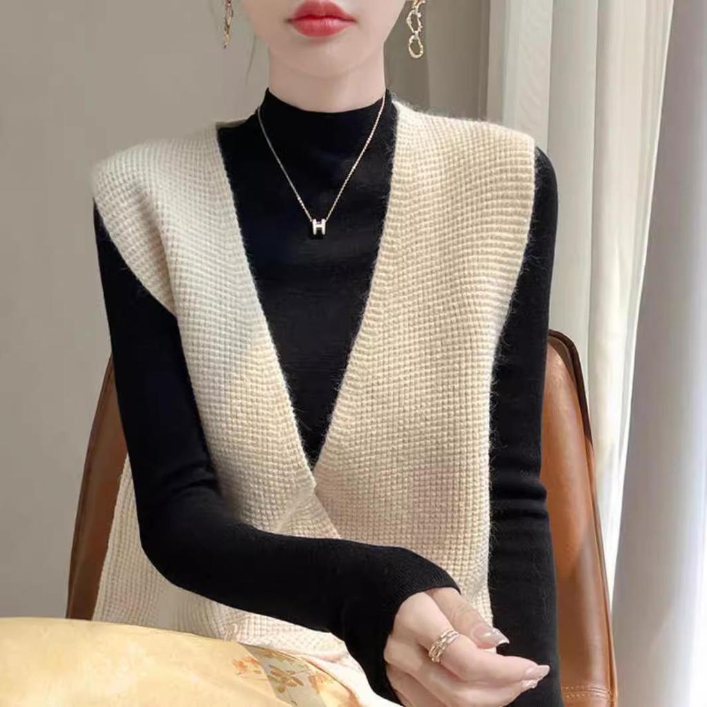 High-End Autumn Cross Placket Wool Cardigan Vest