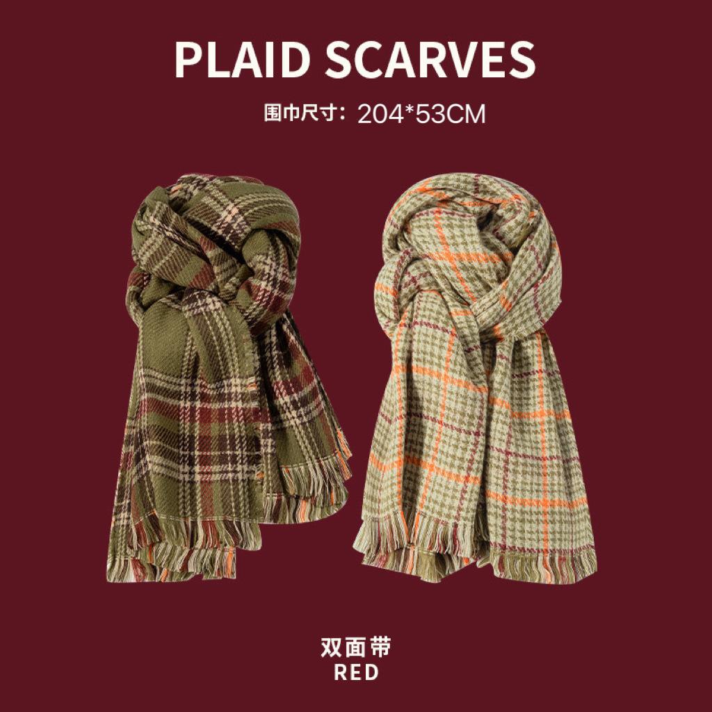 Damen Roter Karoschal Koreanischer Stil für Winterwärme Ideal für Weihnachts-Paargeschenk