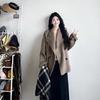 Coffee Color Women's Woolen Lapel Coat - 2025 Hepburn Style Autumn/Winter Edition