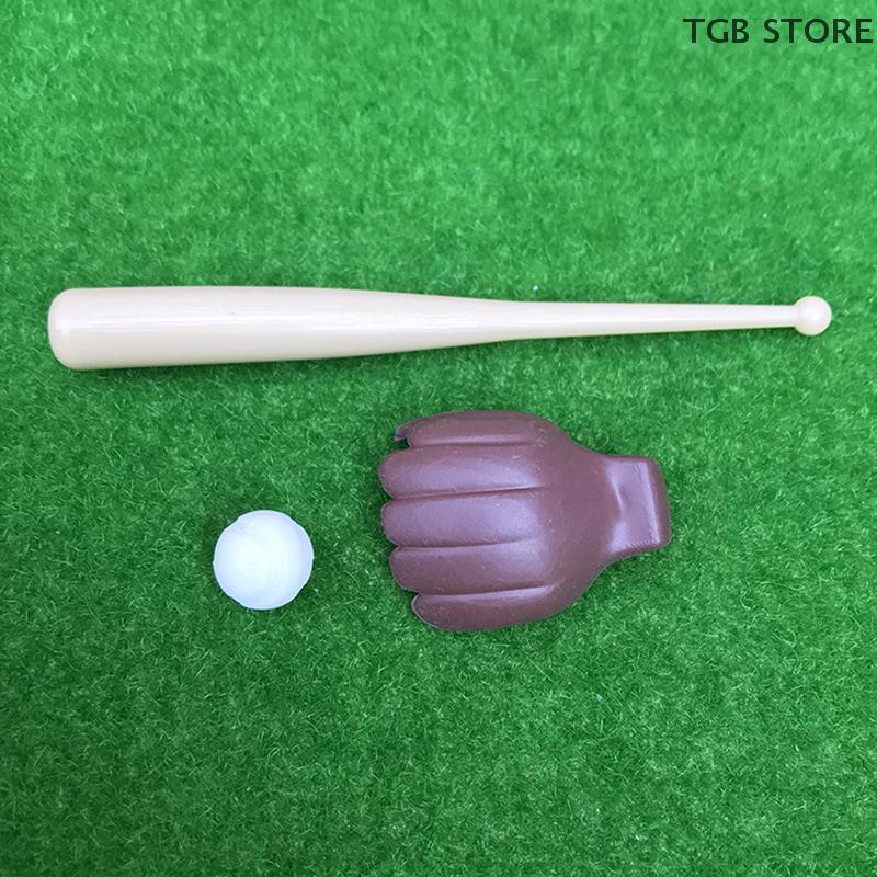 1Set Baseball Bat Glove Model Mini Baseball Bat Model Toy Dollhouse Mini Outdoor Scene Accessory