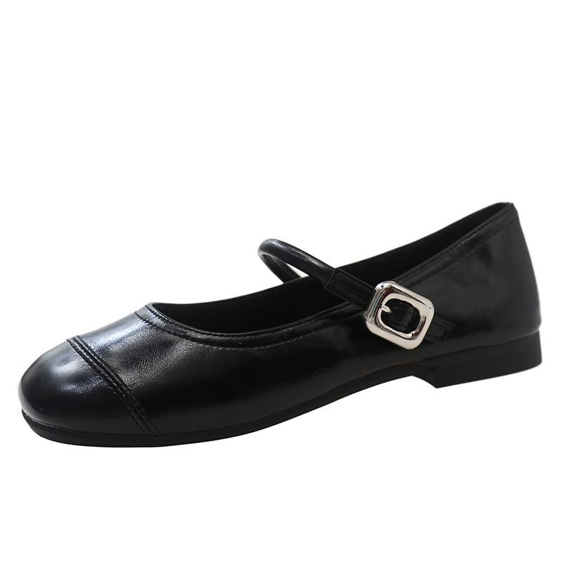 Dameneinzelne Schuhe Mary Jane flacher Mund neu Fee Französisch 2025 Frühling Koreanische Version eckiger Kopf Wind weiche Sohle Doudou Schuhe