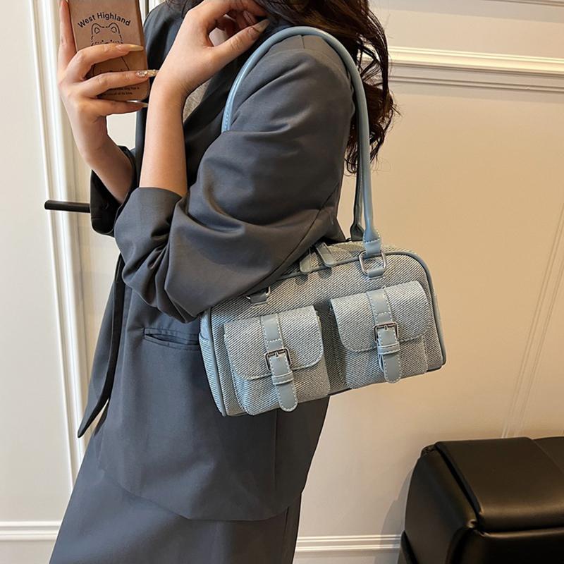 Retro Pillow Bag Merging Bowling Shape Stylish Handheld Shoulder Bag for Work & Commuting Women Underarm Bags