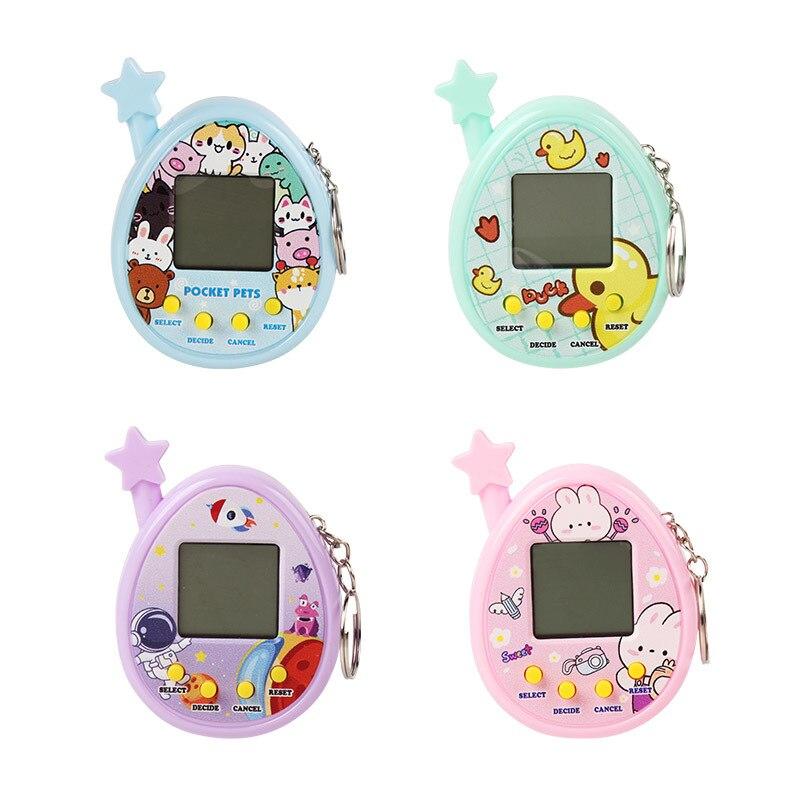 Non-Toxic 2Pcs Electronic Pet Machine Virtual Pet Raising Mini Handheld Game Console Random Color Keychain Toy