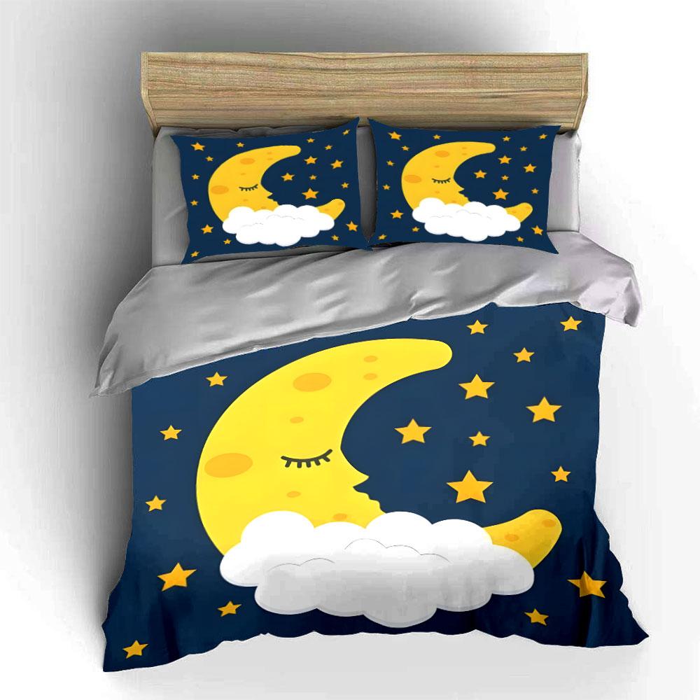 Sleeping Moon and Stars Bedding Bedding Duvet Cover Set Duvet Cover Pillowcases (1 * Duvet Cover 2 * Pillowcases, without duvet insert)