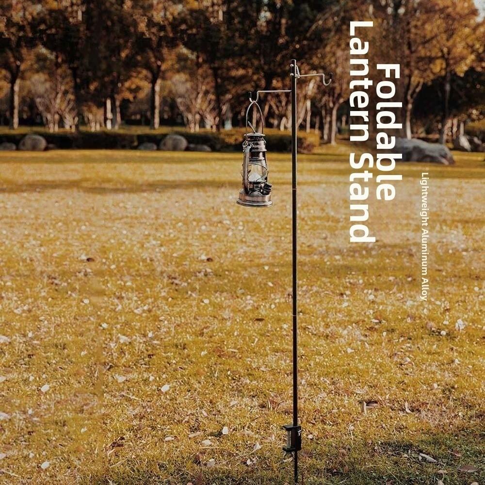 Polyester Folding Lamp Stand Adjustable Portable Lantern Holder Camping Lamp Rod Travel