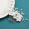 Handmade Mori Style Hanfu Hair Comb with Pearls, Rhinestones, and Ceramic Flowers