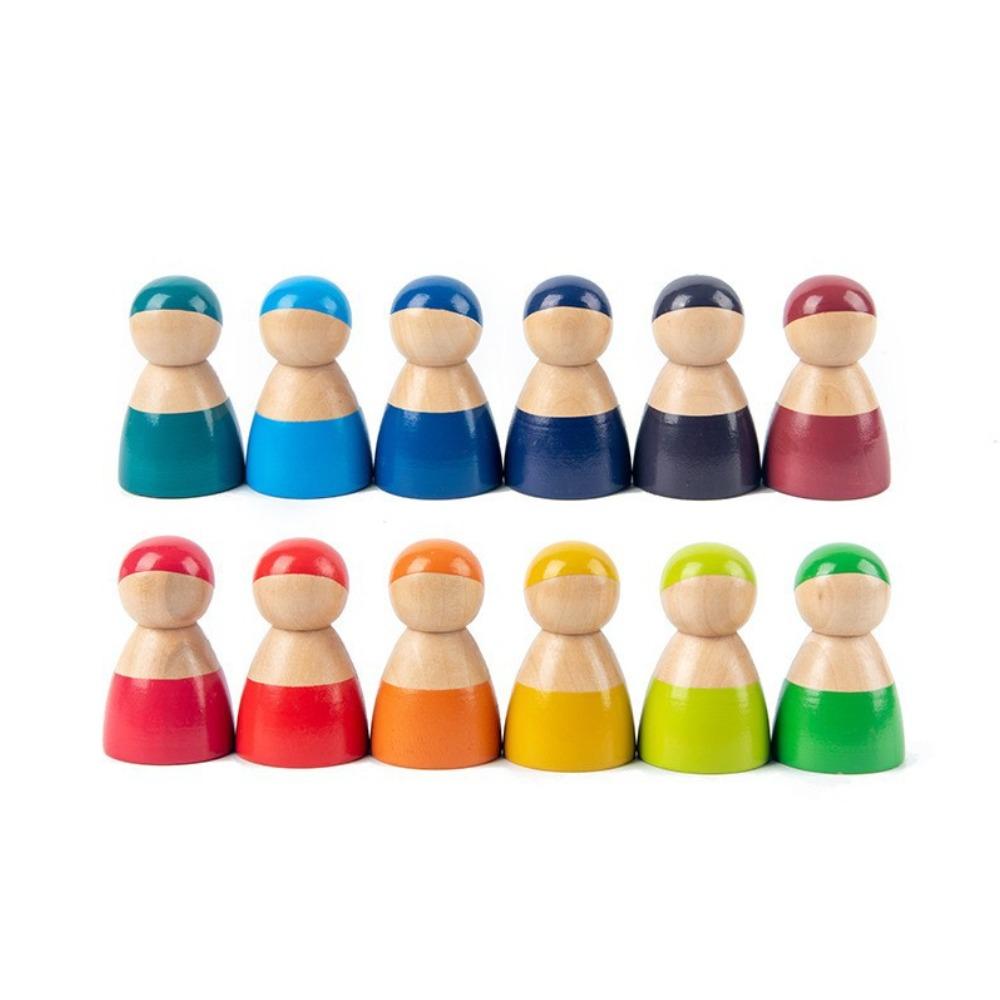 Children's Colorful Pebbles Rainbow Building Block Arch Bridge Villain Stacking Music Training Baby Hand-eye Coordination Wooden