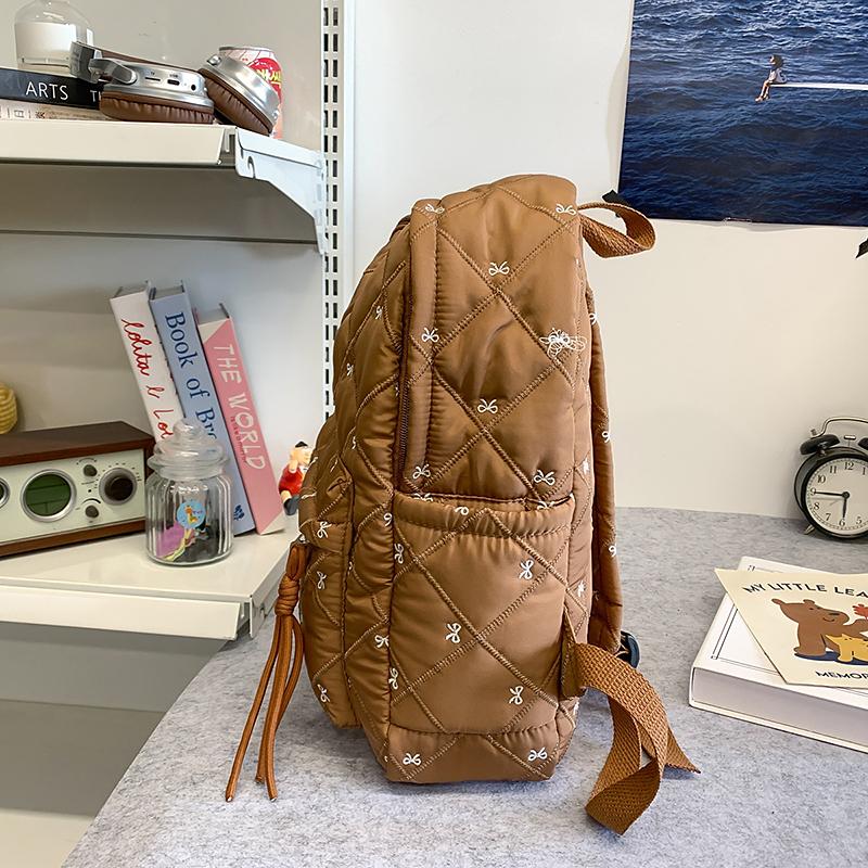 Rucsac de școală în stil universitar, cu imprimeu de fundă, pentru studenți, ușor de călătorit, pentru femei