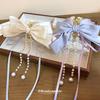 Elegant Faux Pearl Tassel Hair Clip with Bow for Women - Chic Updo Accessory