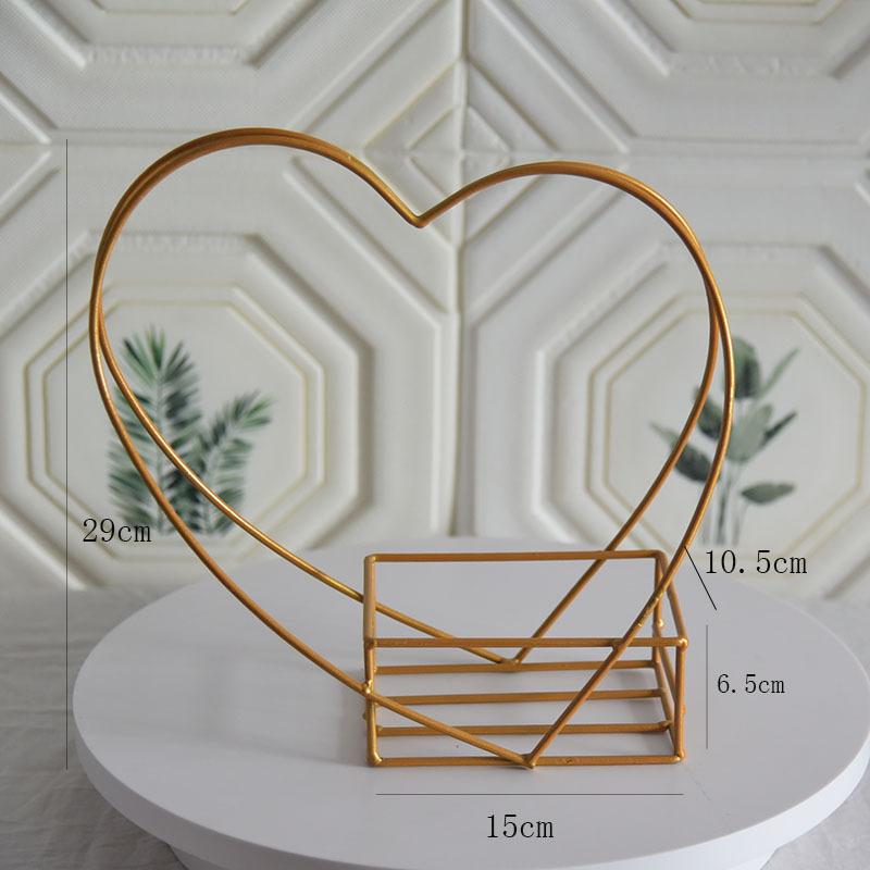 Metal Flower Basket Love Flower Stand Portable Flower Basket Flower Box Flower Round Square Wrought Iron Flower Stand Golden Geometry
