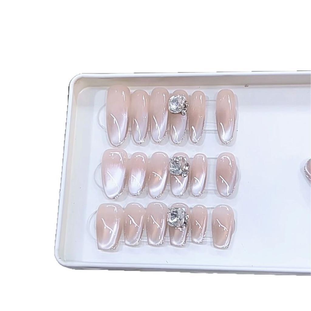 Handmade 12 Pieces of Armor-wearing Spring and Summer New Style, High-end Temperament, Long Cat-eye Nail Art Patch