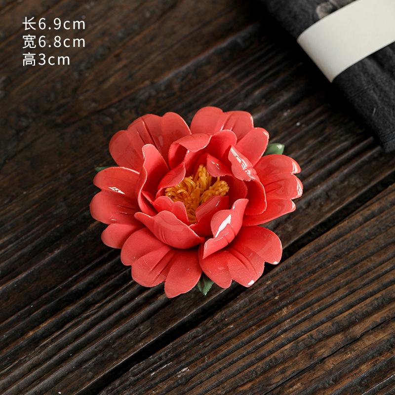 

Ceramic Hand Pinched Peony Flowers Chinese Creative Household Living Decorations Handicraft Simulatio Tea Ceremony Ornaments New красный