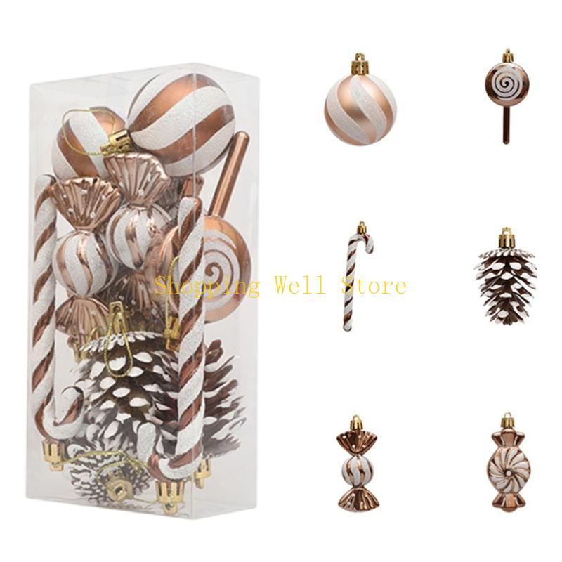 KX4B 13Pieces Eye Catching Christmas Tree Ornament Elegant Christmas Ornament Set Stylish Festival Tree Pendant Decoration
