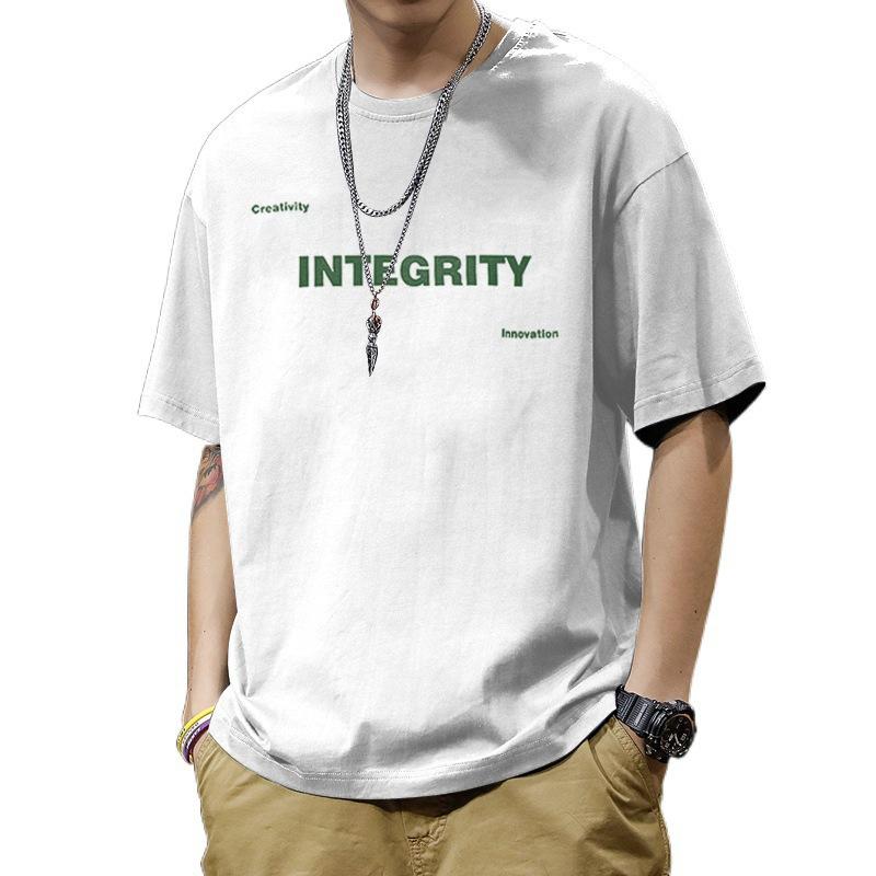 T-shirt Men's Short Sleeved Trendy Versatile Letter Printed Half Sleeved T-shirt Summer Loose Round Neck Casual Top