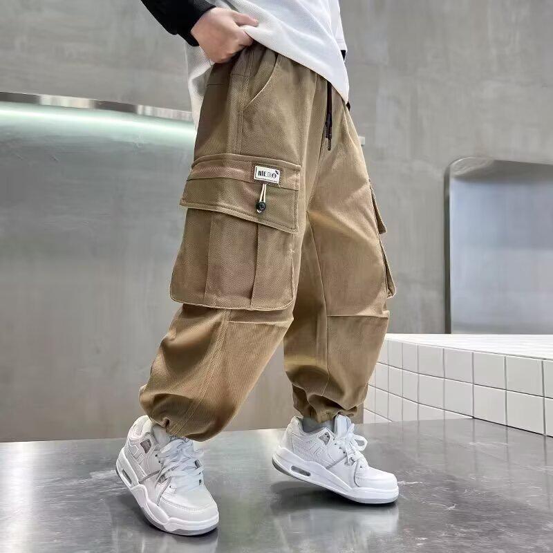 

Повседневные брюки карго для мальчиков - Свободный крой, Прямая штанина, Весна/Осень 130 хаки