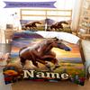 3pcs Custom Name Horse Bedding Set Duvet Cover Closure Includes 1 Duvet Cover & 2 Pillowcases, Soft and Comfortable for All Seasons.