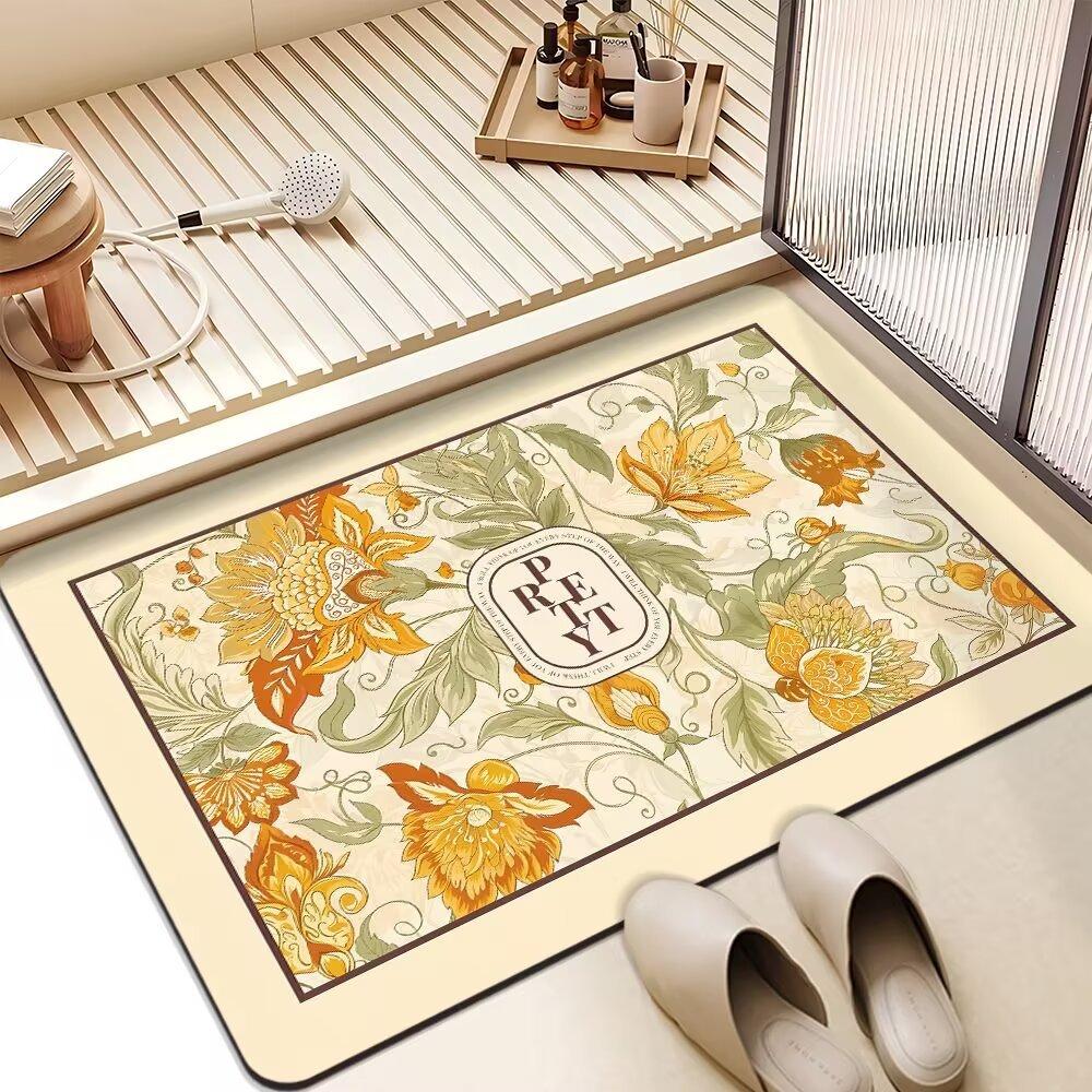 American Flower Light Luxury Advanced Sense Bathroom Absorbent Mat Dirty Non-slip Mat Toilet Quick Dry Good Care Door Mat