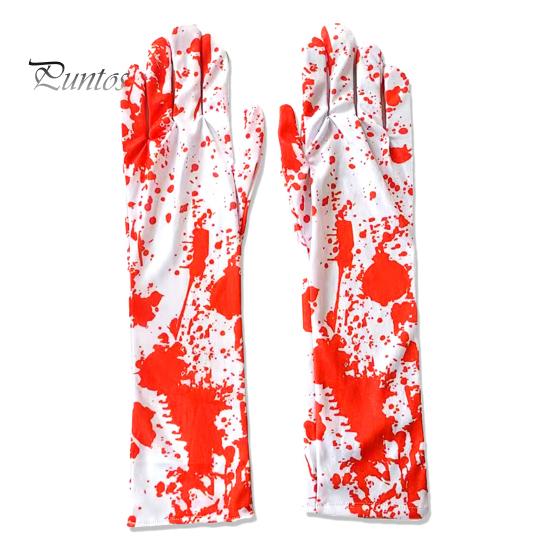 Halloween Gloves Socks Bloodstain Print Enigmatic Spooky Nurse Cosplay Haunted House NPC Prop Stretchable Festive Horror Atmosphere Decoration
