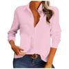 Casual Solid Color Women Loose Long Sleeve Shirt Single Breasted Lapel Pocket Stitching Fashion
