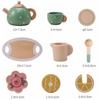 Wooden Kids Tea Set Pretend Play Food Kitchen Accessories Creative Imaginative Toy for Girls Birthday Tea Party Playroom