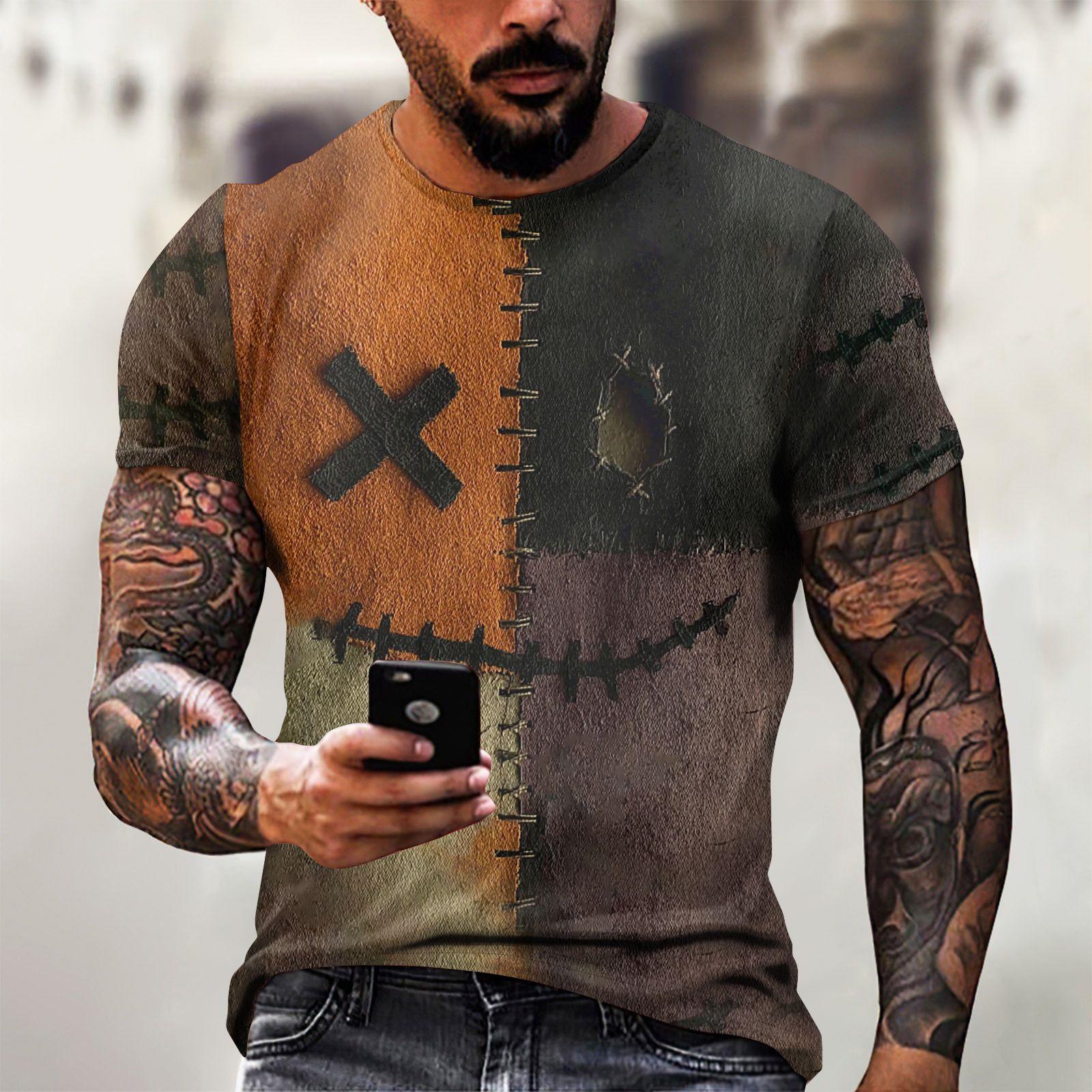 

Футболка на Хэллоуин, мужская, повседневная, с круглым вырезом, с рисунком брызг крови, топы с коротким рукавом и кровавым принтом ужасов XL шафрановый