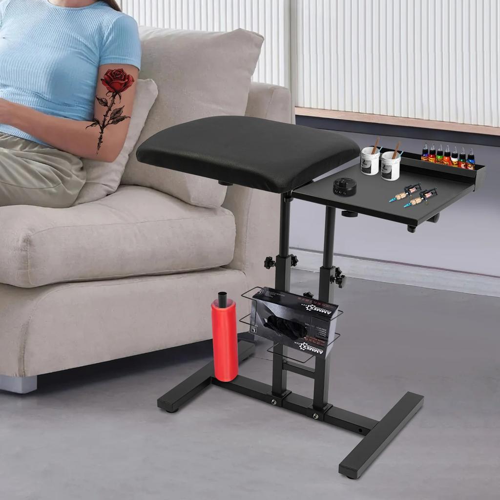 Adjustable & Foldable Tattoo Workbench Stand - Oversized Arm Rest with 360° Rotating Table for Tattoo Artists & Professionals
