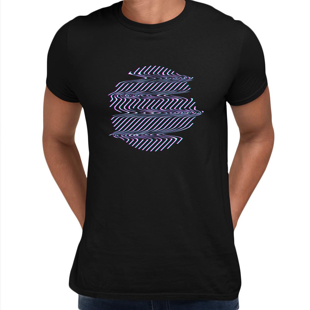 Retrof Uturistic Sphere Shape with Glitch and Defect Effects Design Unisex T-shirt