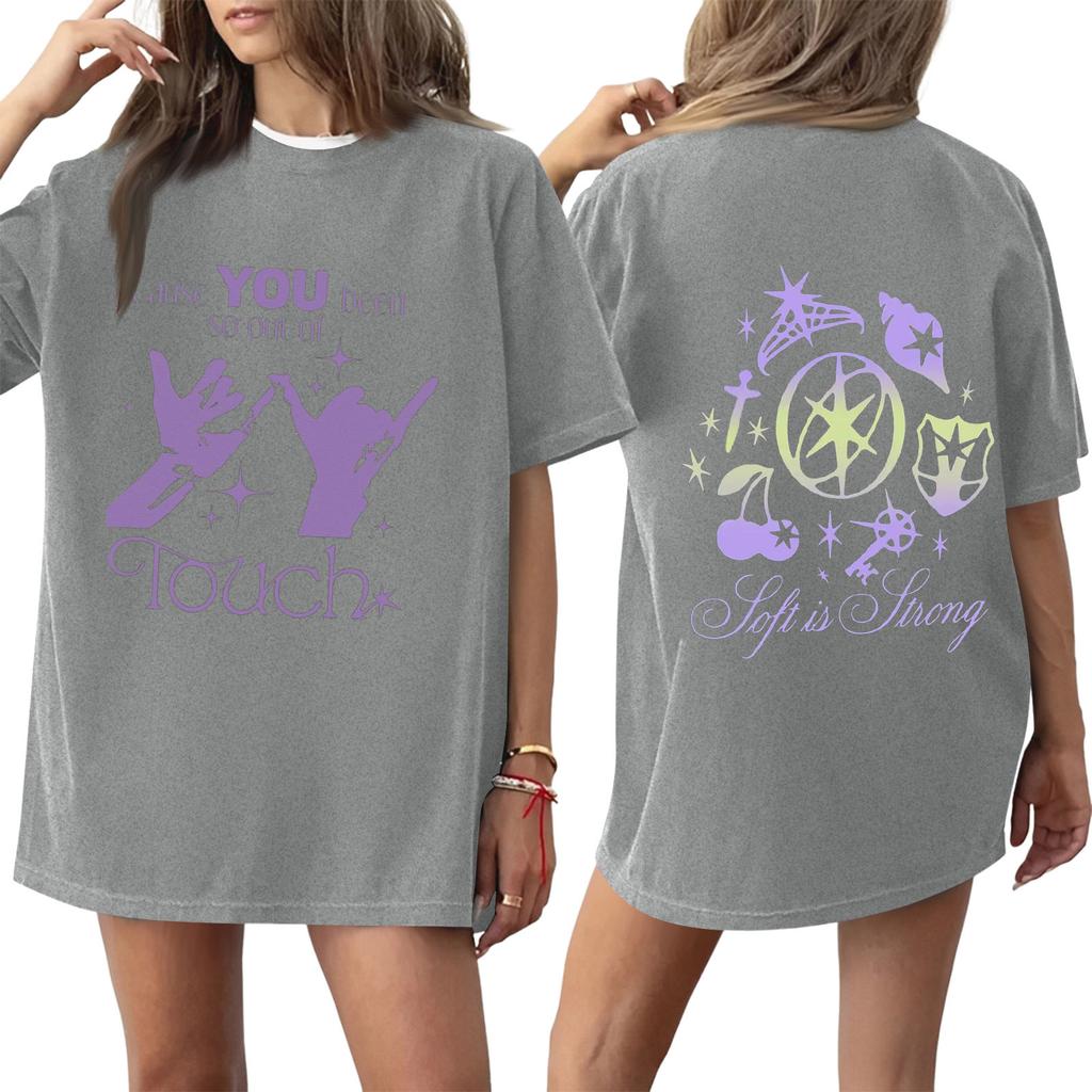 Dámské tričko s kulatým výstřihem, krátkým rukávem a potiskem