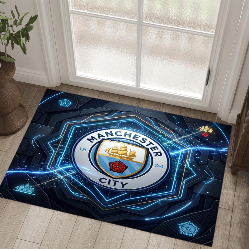 Manchester City Design Kristal Fluweel Tapijt Gezellig Niet?Antislip Bedrukt Tapijt Voor Slaapkamer Woonkamer Entree