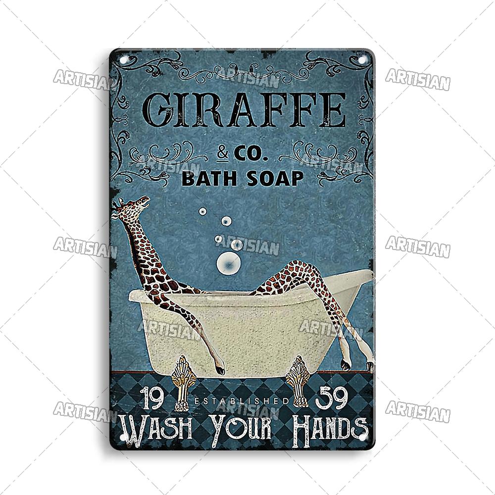 Artisian Bathroom Metal Sign Washing Room Tin Poster Toilet Decorative Plate Bath Soap Wall Decor Garage Bar Pub Club Hotel Cafe