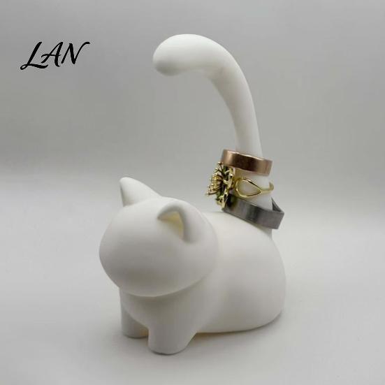 Wedding Ring Holder Cute Cat Holder, Minimalist Stand for Bedroom Dressing Creative Gift Her Table, Decorative Sitting Jewelry Organizer Rings