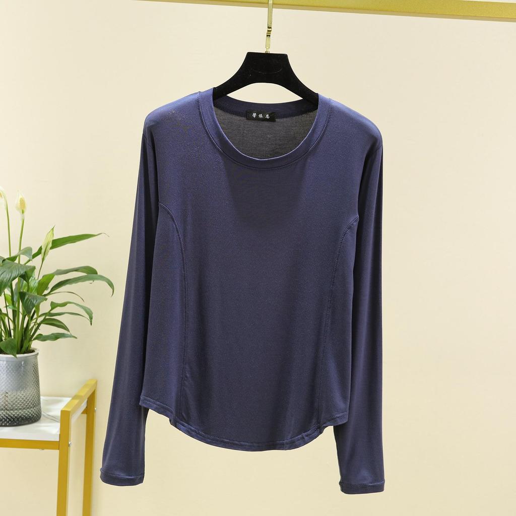 Novidade Primavera e Outono 2026 Pijama Feminino Peça Única Modal Gola Redonda Grande Manga Longa Camiseta Top Estilo Fino com Roupa para Casa