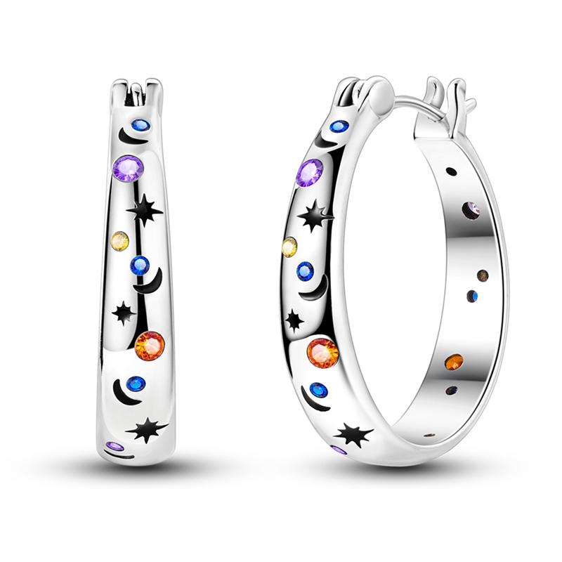 Original 925 Sterling Silver Earrings Simple Versatile Big Circle Hoop Earrings For Women Wedding Engagement Birthday Gift