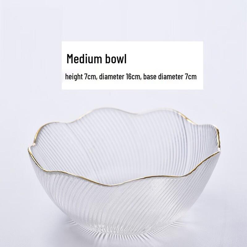 ZISIZ Gold-Rimmed Glass Serving Bowl