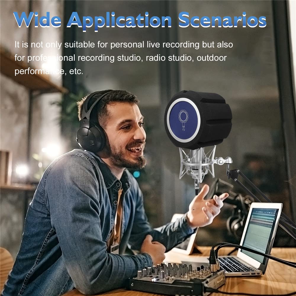 Punctualgood Microphone Pop Filter, Acoustic Sponge, Soundproof Foam Cover for Microphones, Wind Protection Shield for Home Live Studio Recording