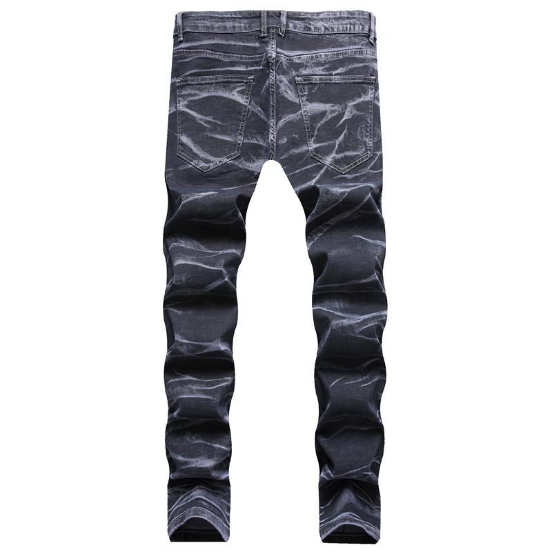2024 Nowe męskie jeansy Cross-Border Plus Size z prostymi nogawkami i elastyczną osobowością Tie Dye Ripped Denim Pants Jeans